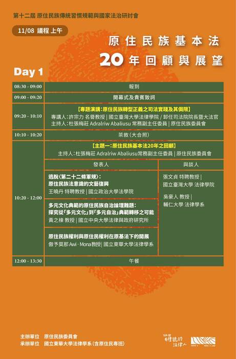 第十二屆原住民族傳統習慣規範與國家法制研討會圖片